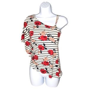 2B Bebe |  Vintage  Asymmetrical Floral Print Top